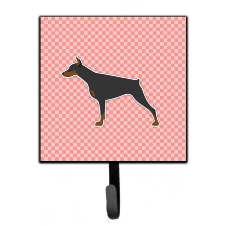 Carolines Treasures Doberman Pinscher Checkerboard Pink Leash or Key Holder BB3660SH4
